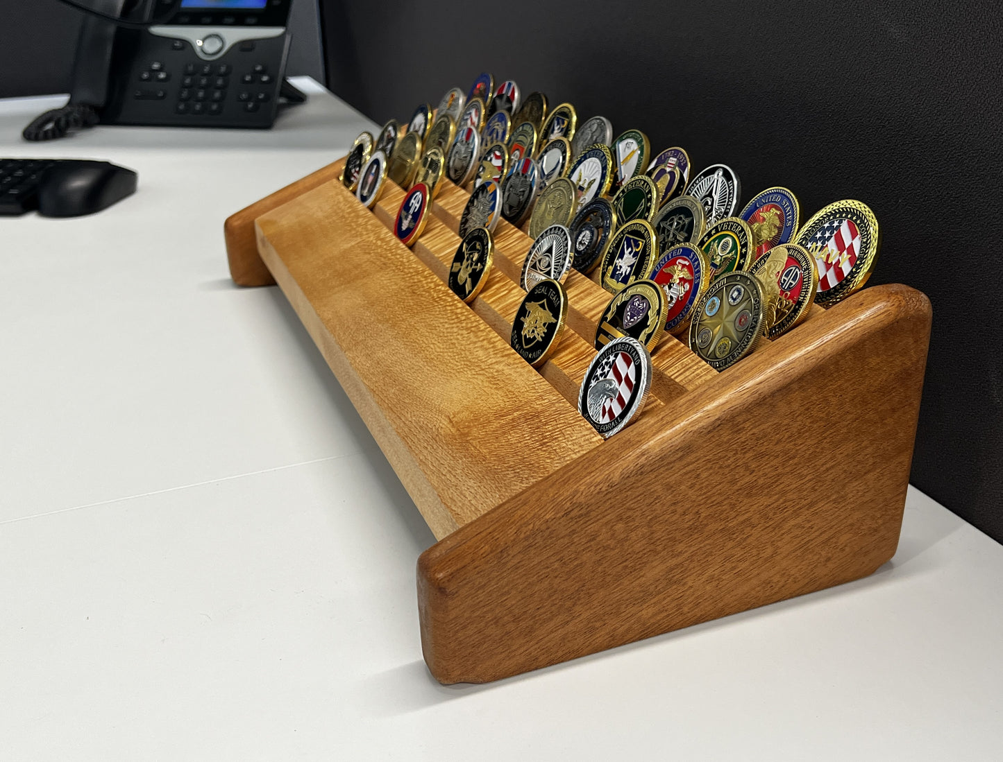 Large Lacewood with Mahogany Challenge Coin Display