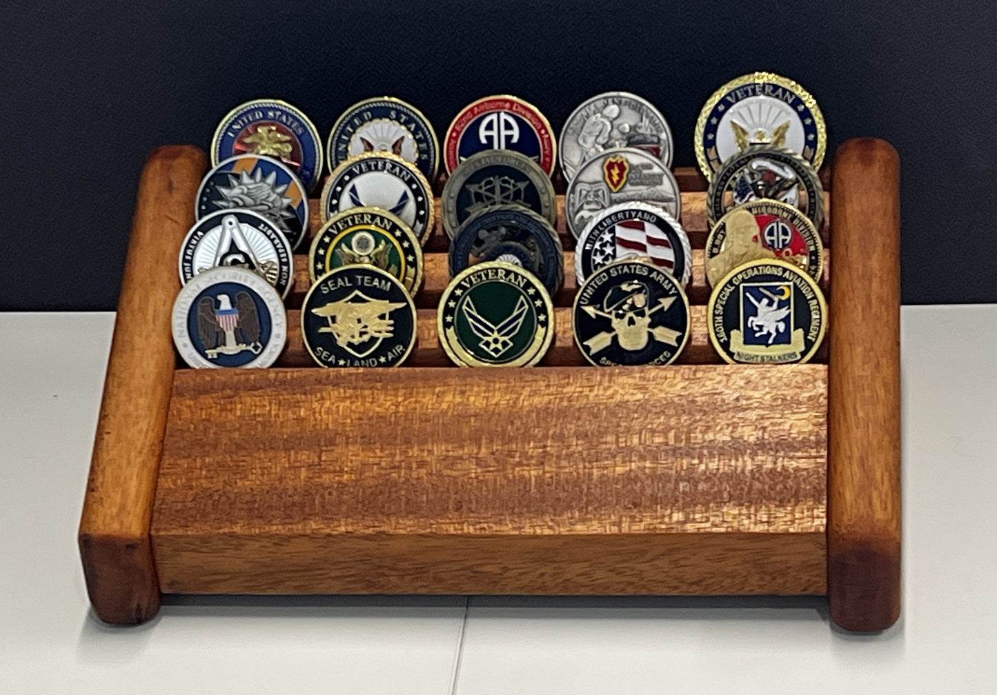 Small Mahogany Challenge Coin Display