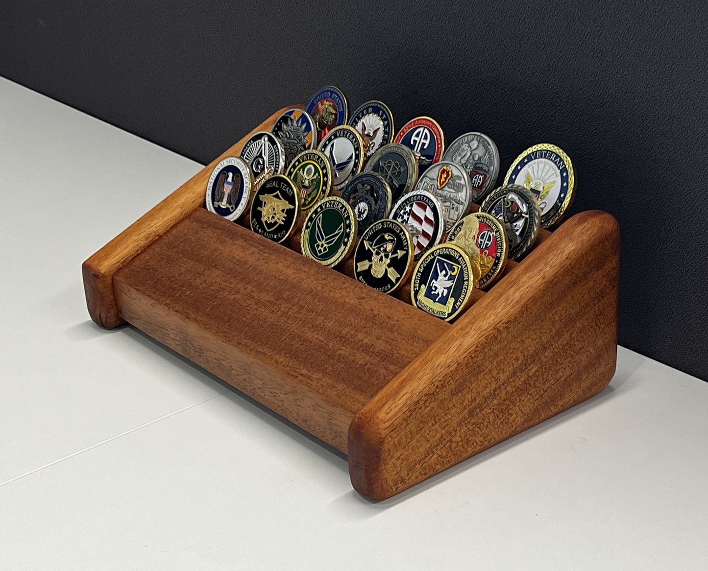Small Mahogany Challenge Coin Display