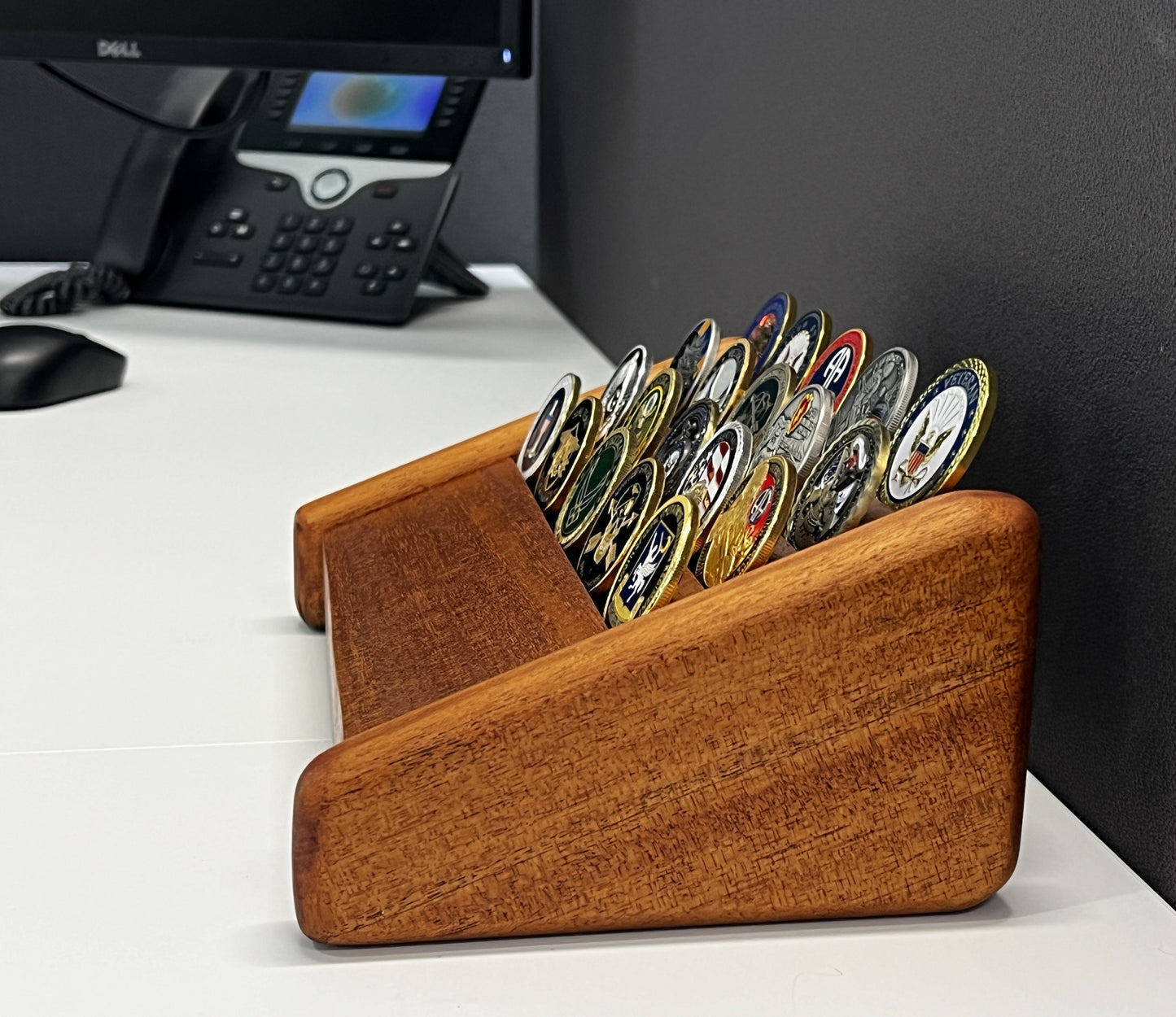 Small Mahogany Challenge Coin Display