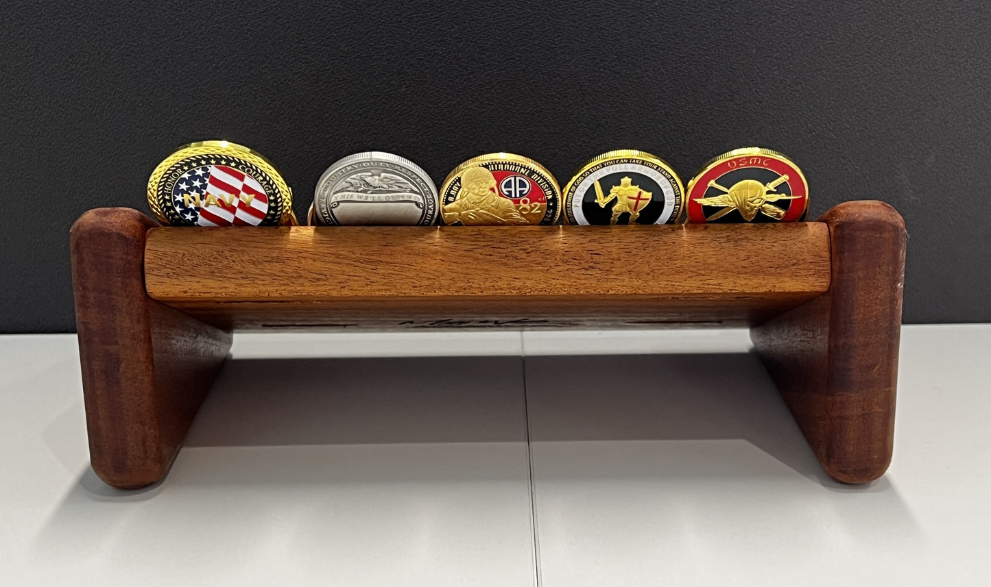 Small Mahogany Challenge Coin Display
