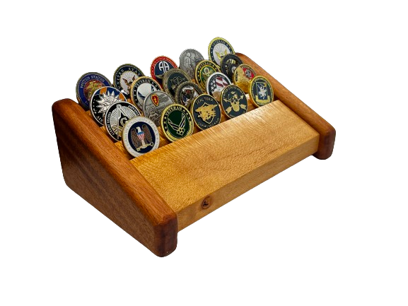 Small Lacewood with Mahogany Challenge Coin Display