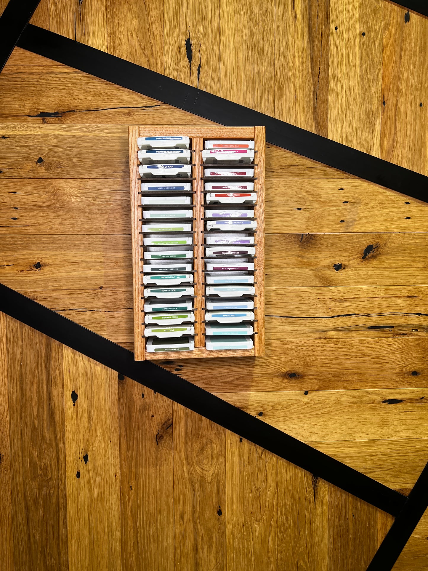 32 Slot Wood Scrapbooking Inkpad Storage Organizer