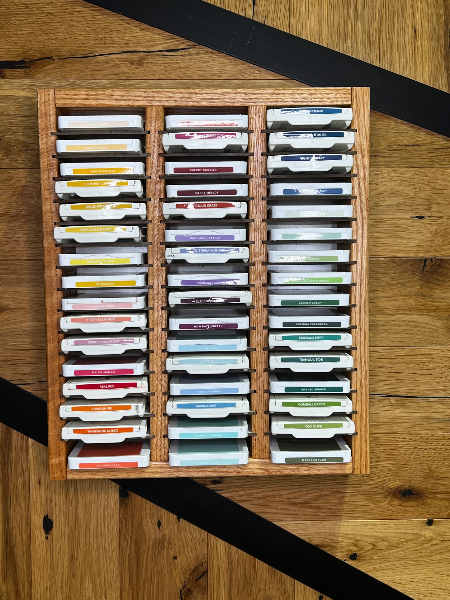 48 Slot Wood Scrapbooking Inkpad Storage Organizer