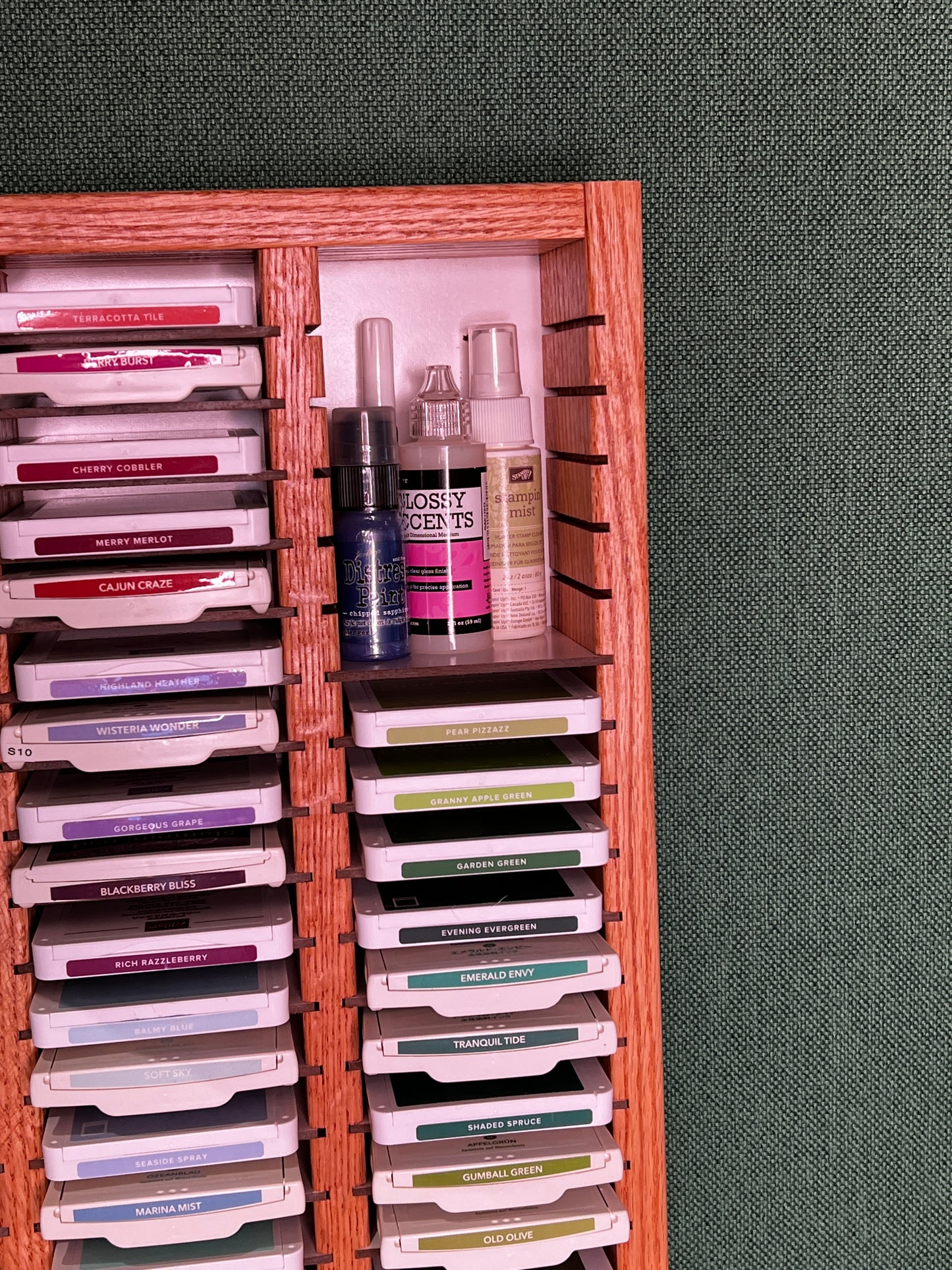64 Slot Wood Scrapbooking Inkpad Storage Organizer