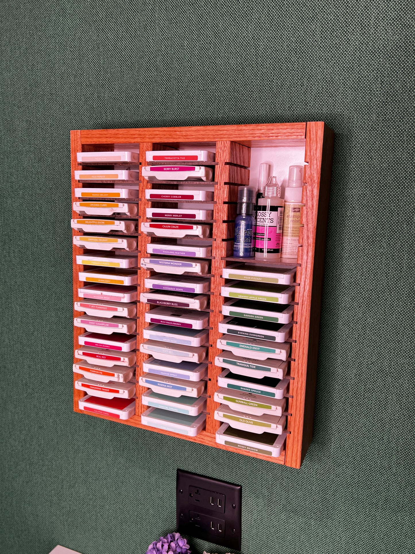 48 Slot Wood Scrapbooking Inkpad Storage Organizer