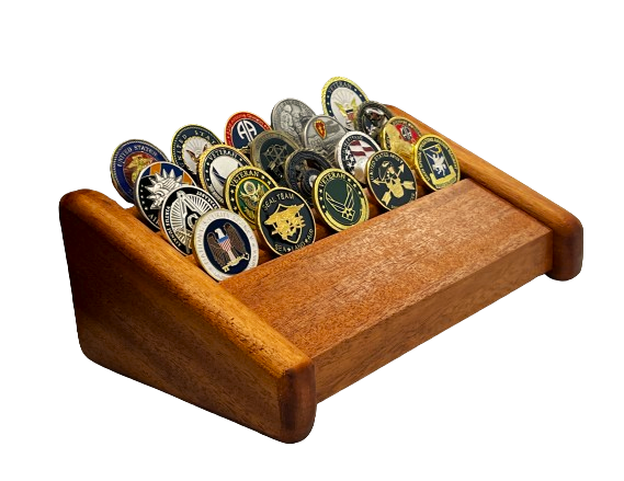 Small Mahogany Challenge Coin Display