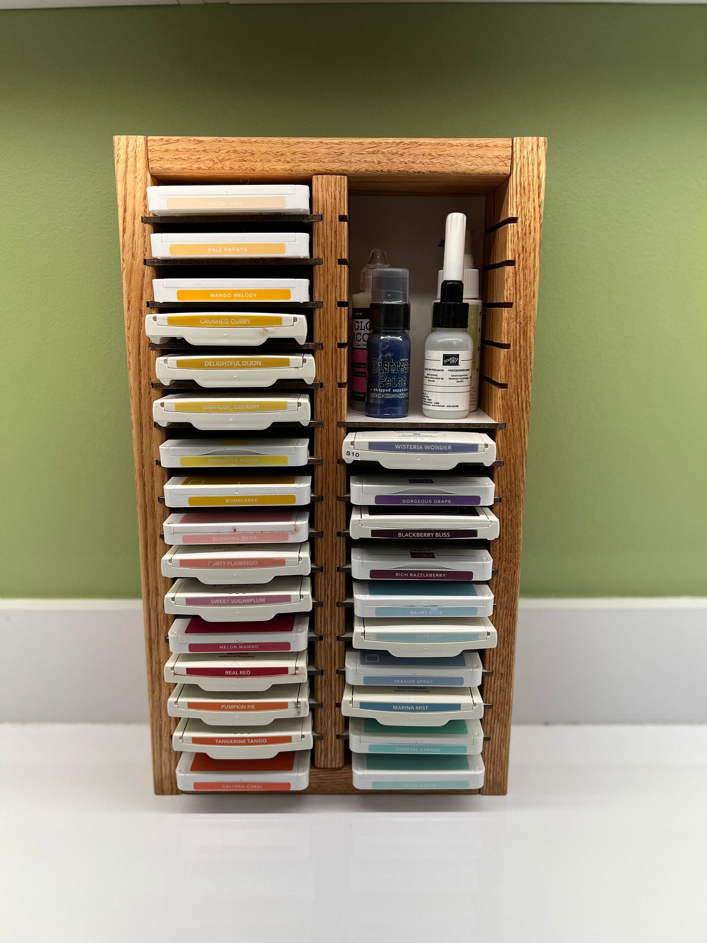 32 Slot Wood Scrapbooking Inkpad Storage Organizer