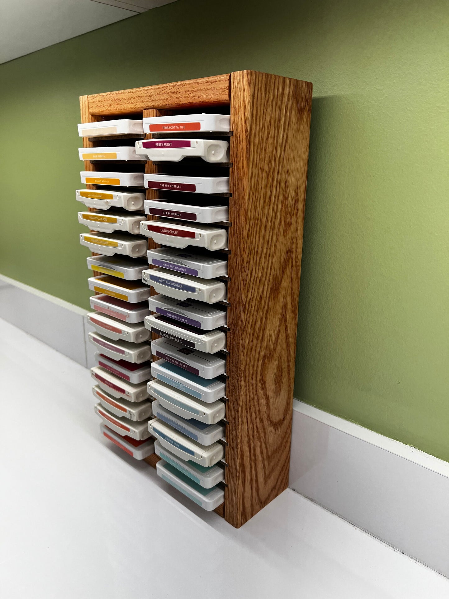 32 Slot Wood Scrapbooking Inkpad Storage Organizer