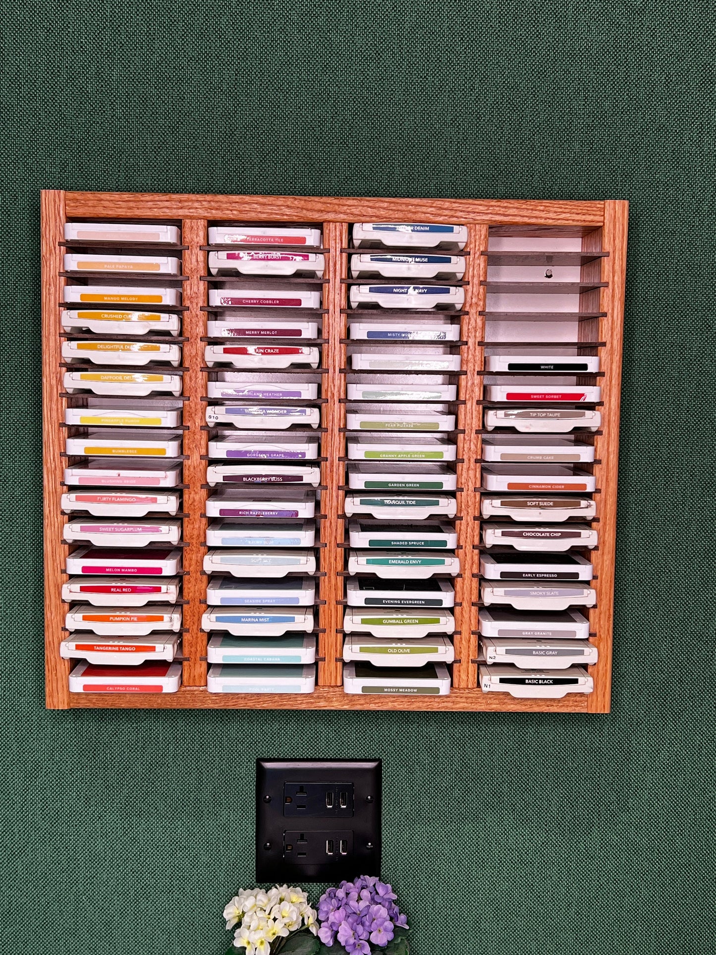 64 Slot Wood Scrapbooking Inkpad Storage Organizer