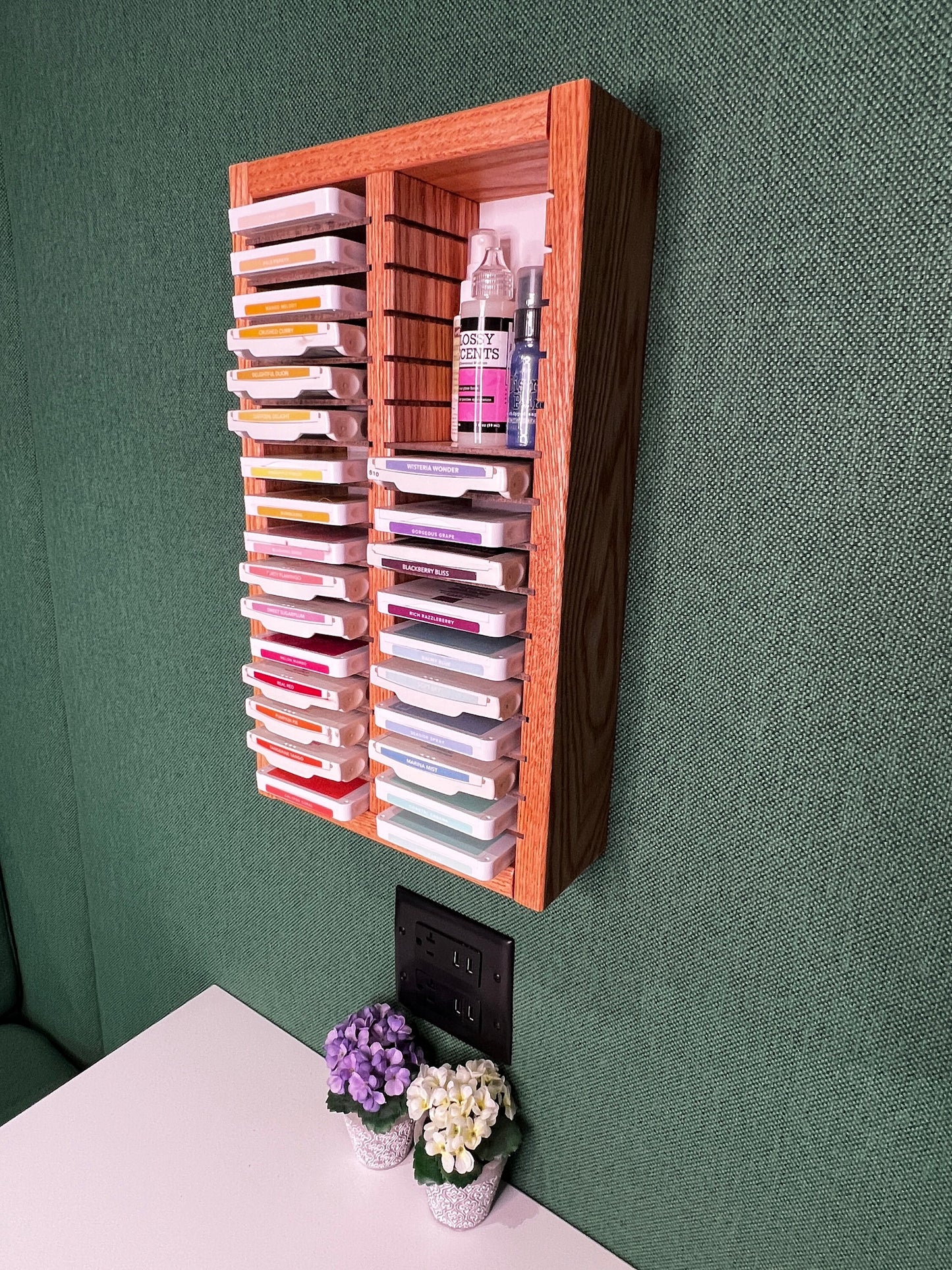 32 Slot Wood Scrapbooking Inkpad Storage Organizer