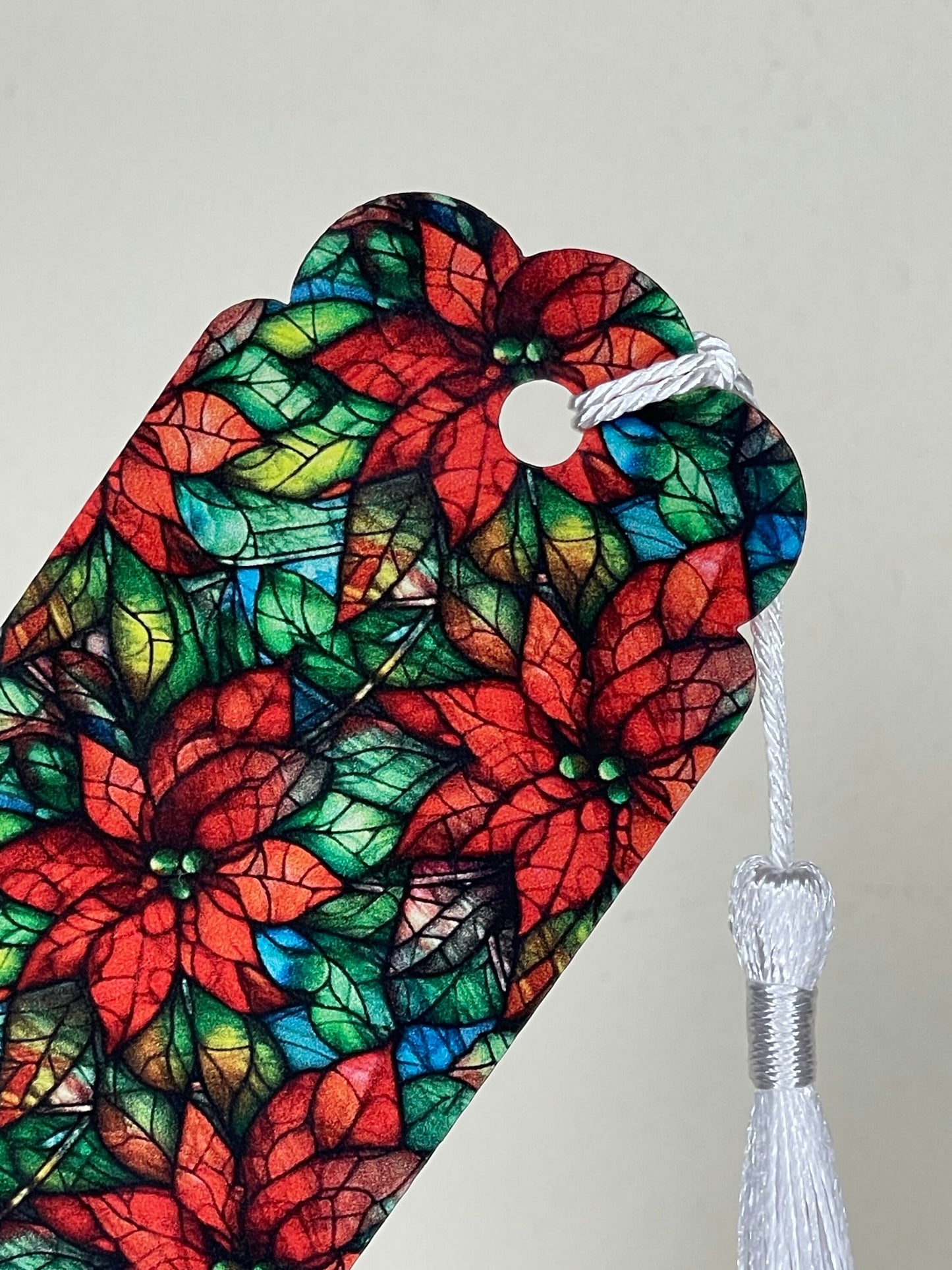 Pointsettia Flower Bookmark Acrylic with a Tassel