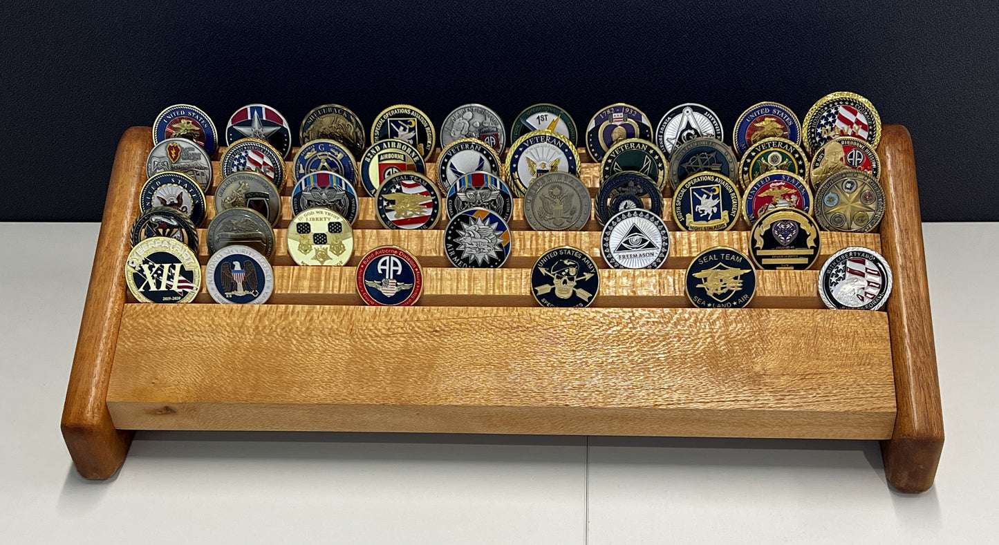 Large Lacewood with Mahogany Challenge Coin Display
