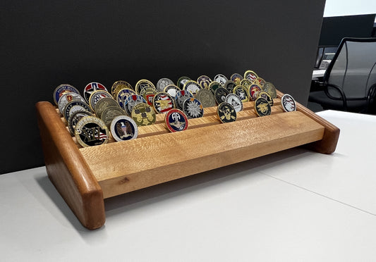 Large Lacewood with Mahogany Challenge Coin Display