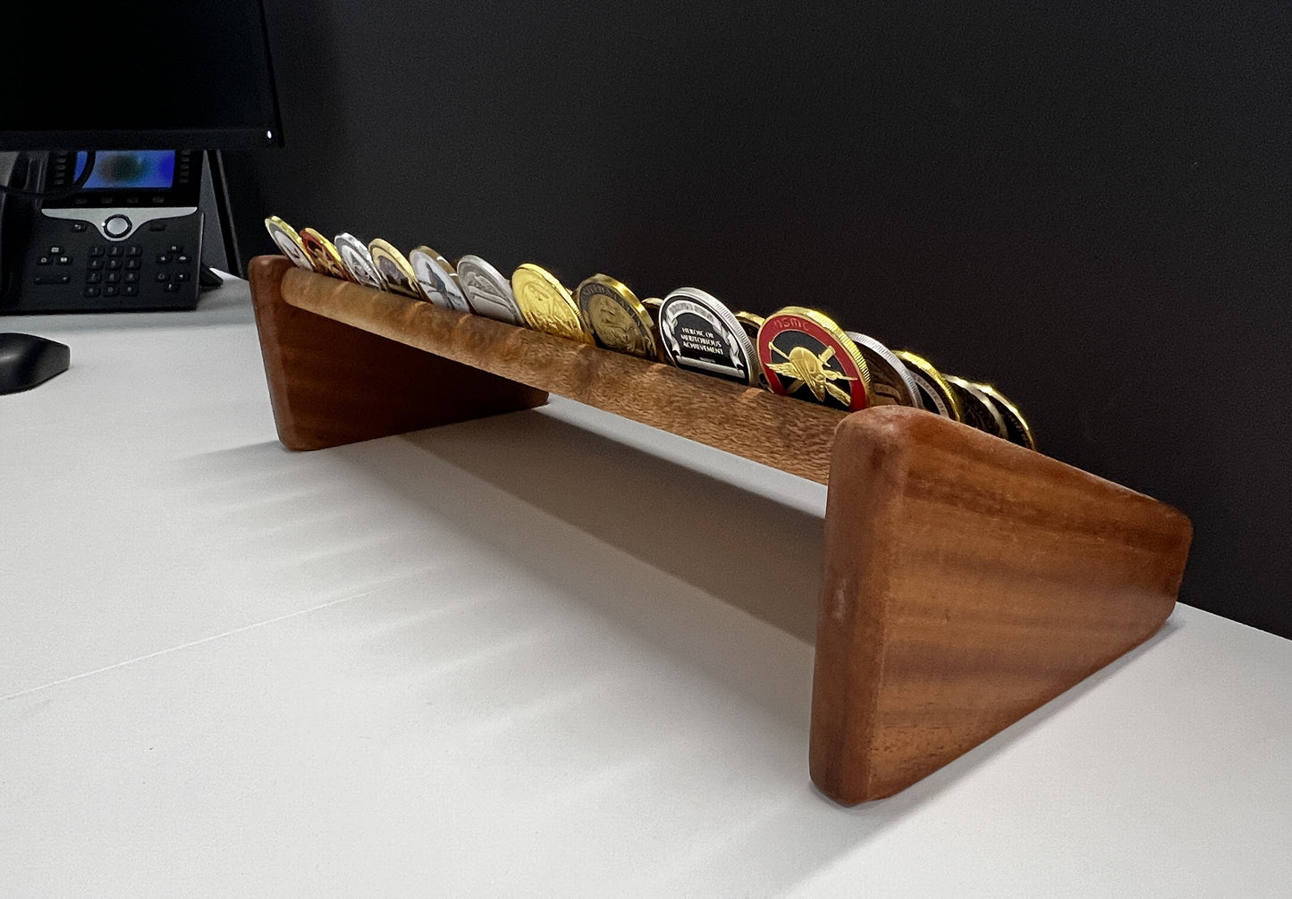 Large Lacewood with Mahogany Challenge Coin Display