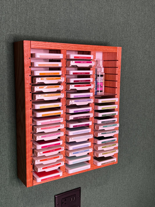 48 Slot Wood Scrapbooking Inkpad Storage Organizer
