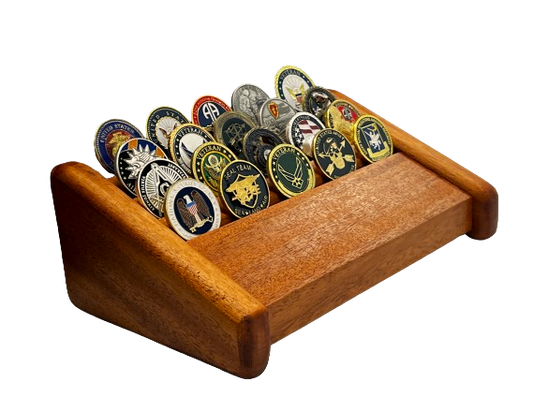 Small Mahogany Challenge Coin Display