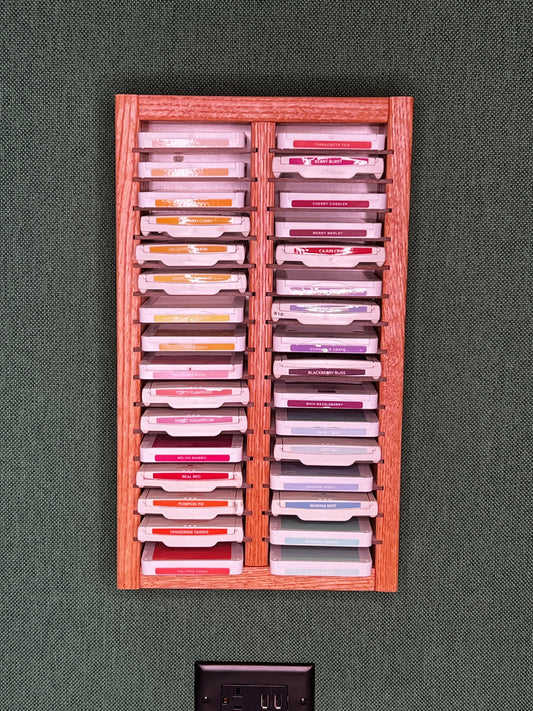 32 Slot Wood Scrapbooking Inkpad Storage Organizer