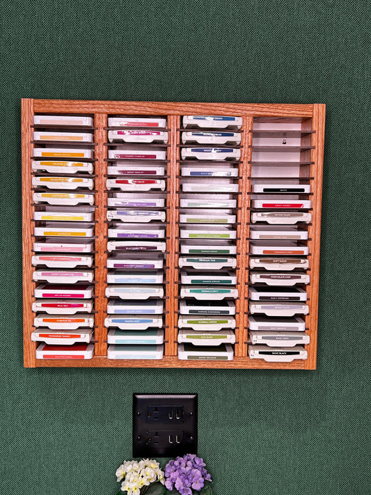 64 Slot Wood Scrapbooking Inkpad Storage Organizer