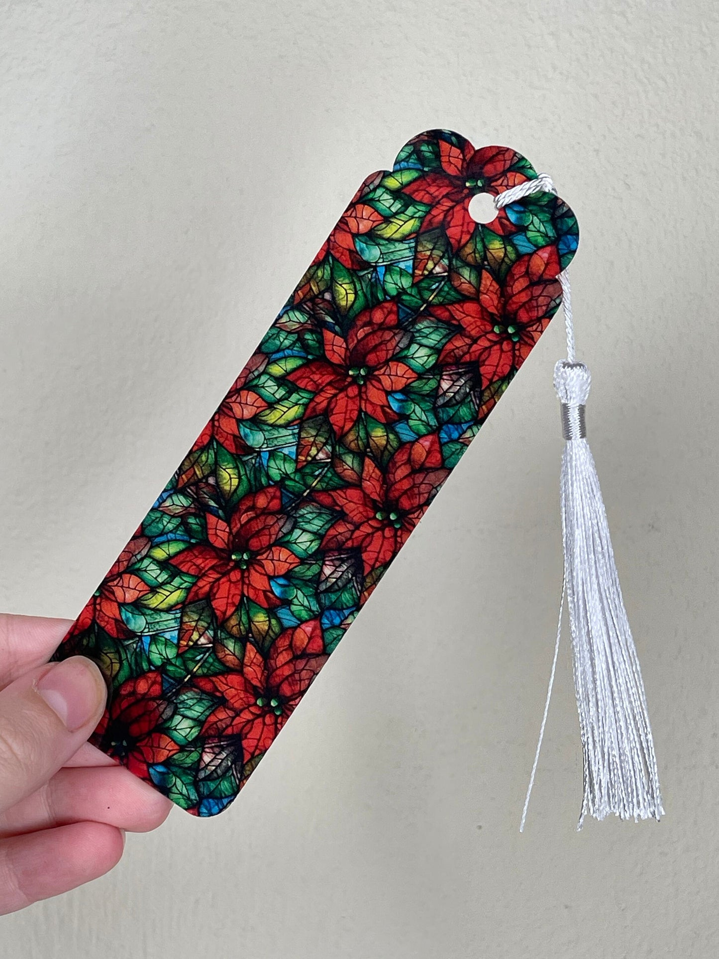 Pointsettia Flower Bookmark Acrylic with a Tassel