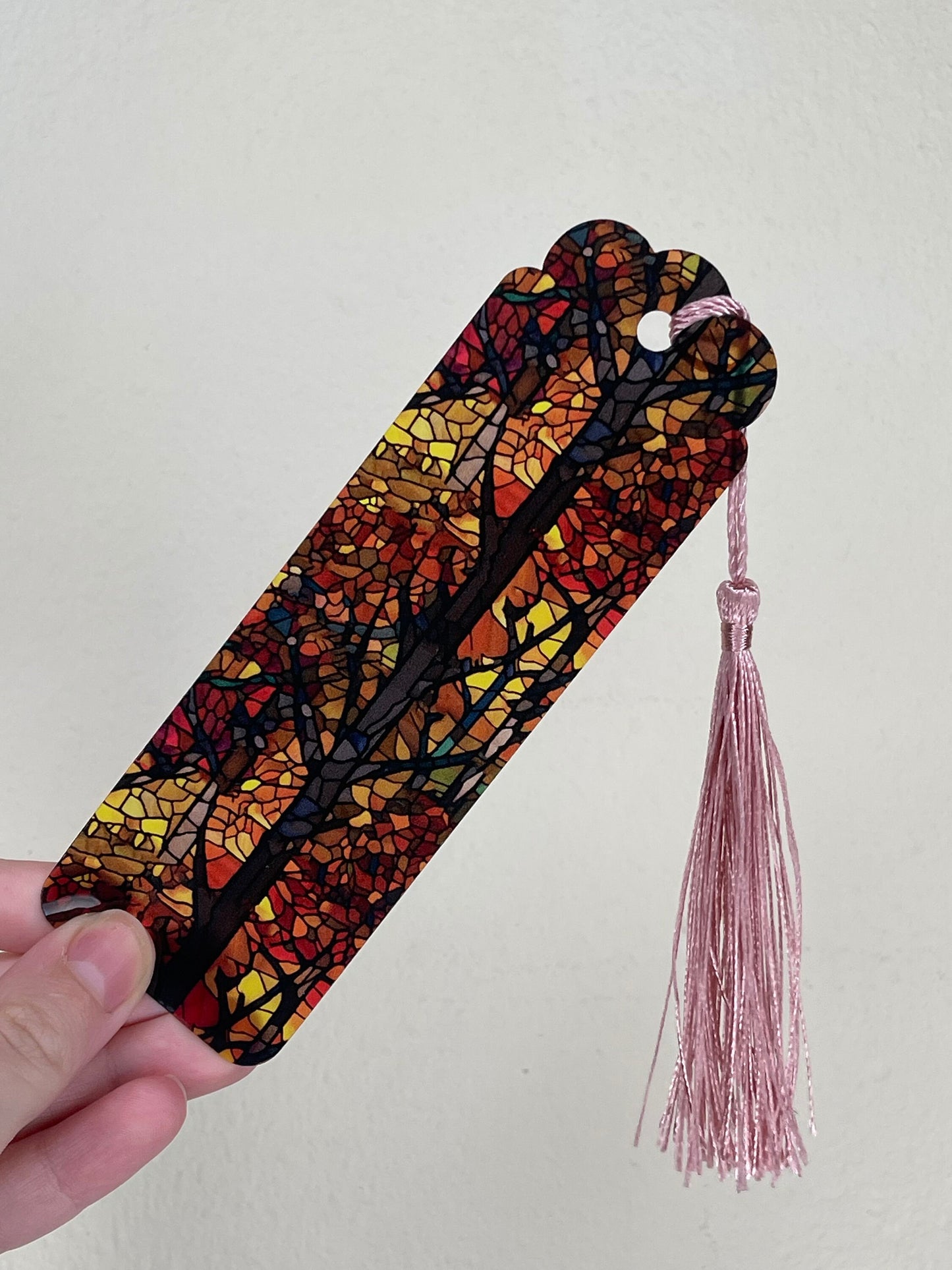 Stained Glass Autum Forest Bookmark Acrylic with a Tassel